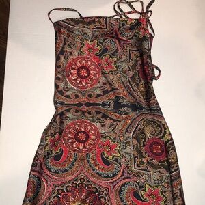 Shein Open Back Strappy Mini Dress with Paisley Print  | Size 4